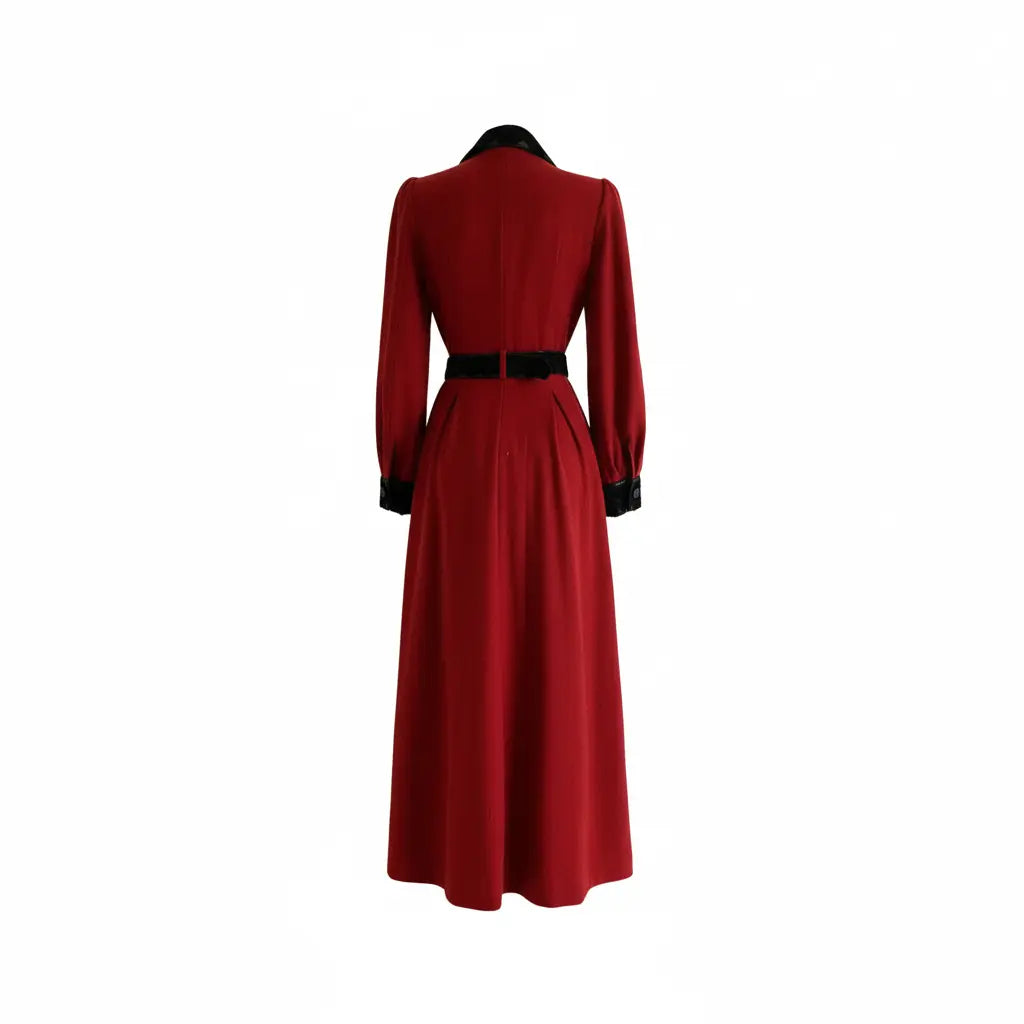 Vintage Rouge Contrast Collar Midi Dress Lotus & Lace