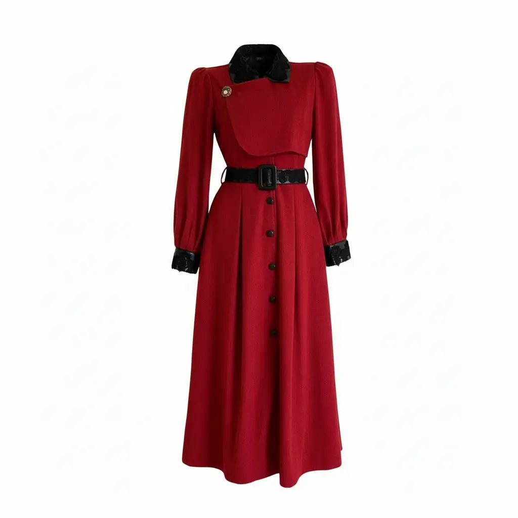 Vintage Rouge Contrast Collar Midi Dress Lotus & Lace