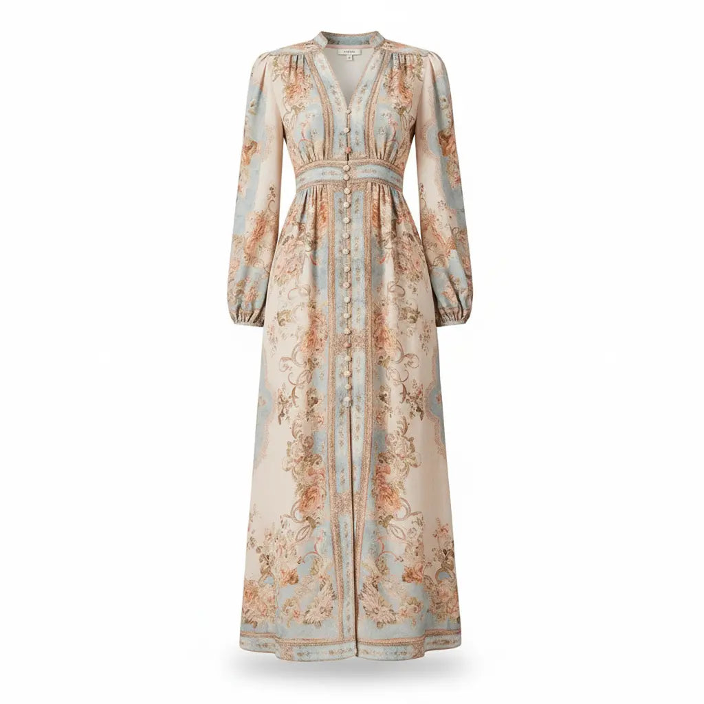 Garden Bloom Empire Waist Maxi Dress Lotus & Lace