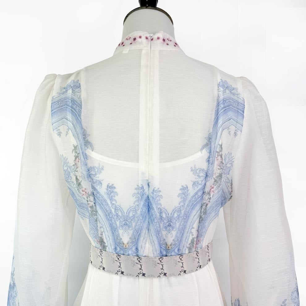 Blue & White Porcelain Print Maxi Shirt Dress - Long Sleeve Button Down with Belt & Other Stories