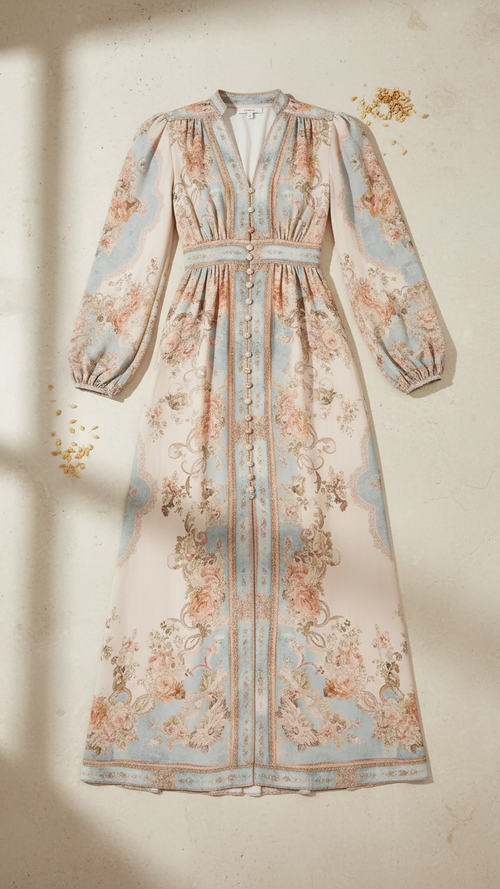 Floral Maxi Dress - Garden Bloom Lotus & Lace